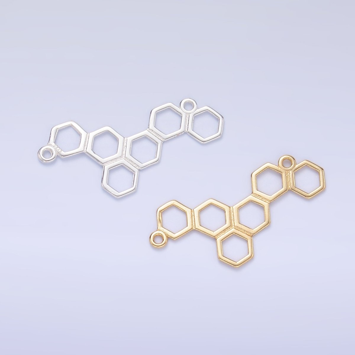 S925 Sterling Silver Honey Comb Charm Connector in Gold &amp; Silver | SL-634