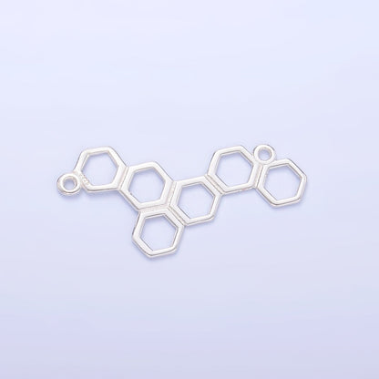 S925 Sterling Silver Honey Comb Charm Connector in Gold &amp; Silver | SL-634