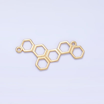 S925 Sterling Silver Honey Comb Charm Connector in Gold &amp; Silver | SL-634