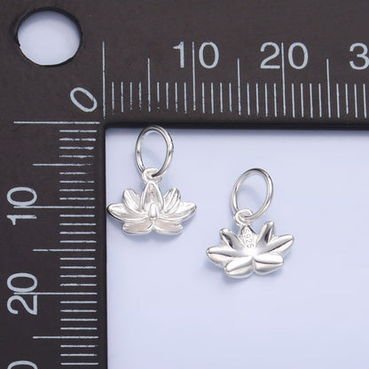S925 Sterling Silver Lotus Flower Floral Charm | SL-519