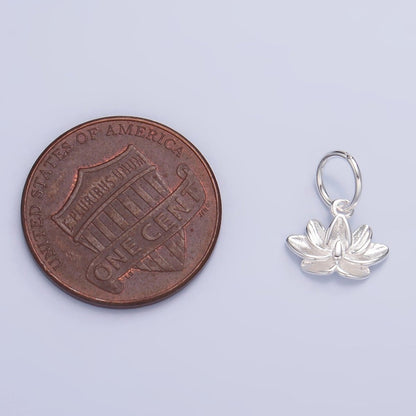 S925 Sterling Silver Lotus Flower Floral Charm | SL-519