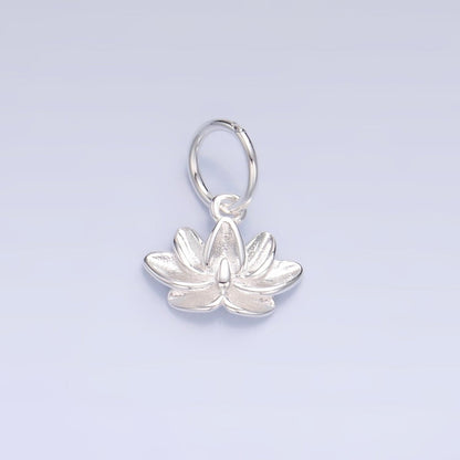 S925 Sterling Silver Lotus Flower Floral Charm | SL-519