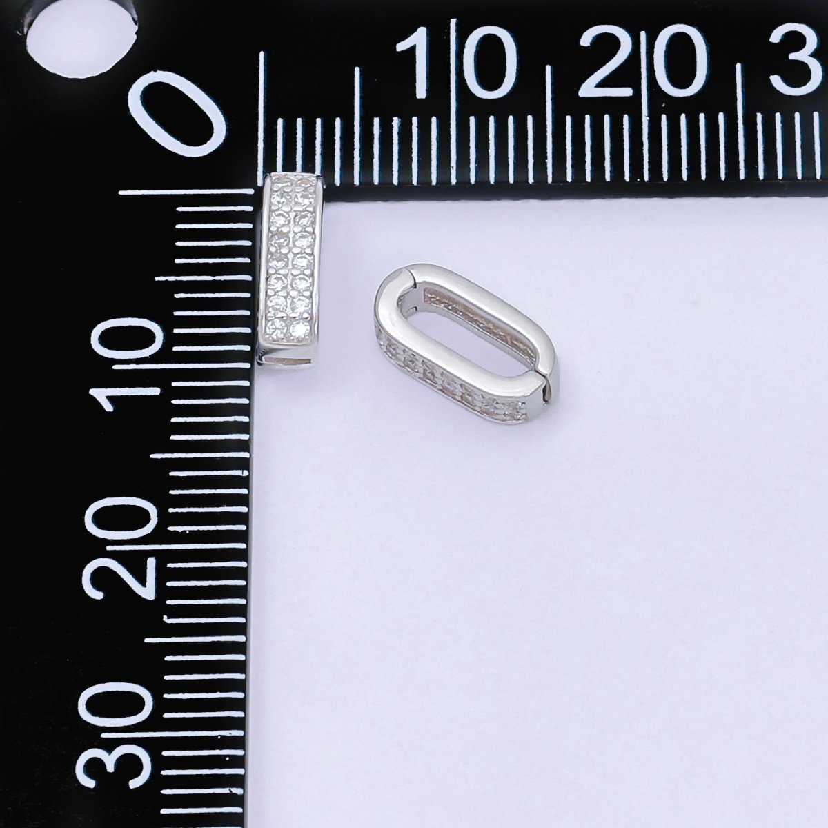 S925 Sterling Silver Micro Paved CZ Snap Clasp Closure Finding Supply | SL-673