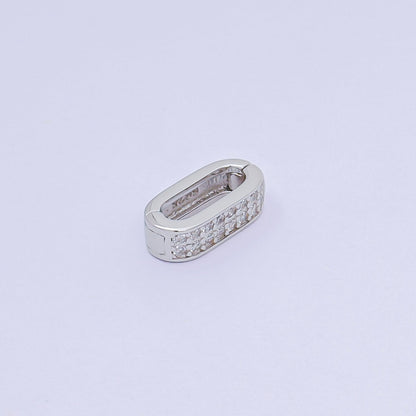 S925 Sterling Silver Micro Paved CZ Snap Clasp Closure Finding Supply | SL-673