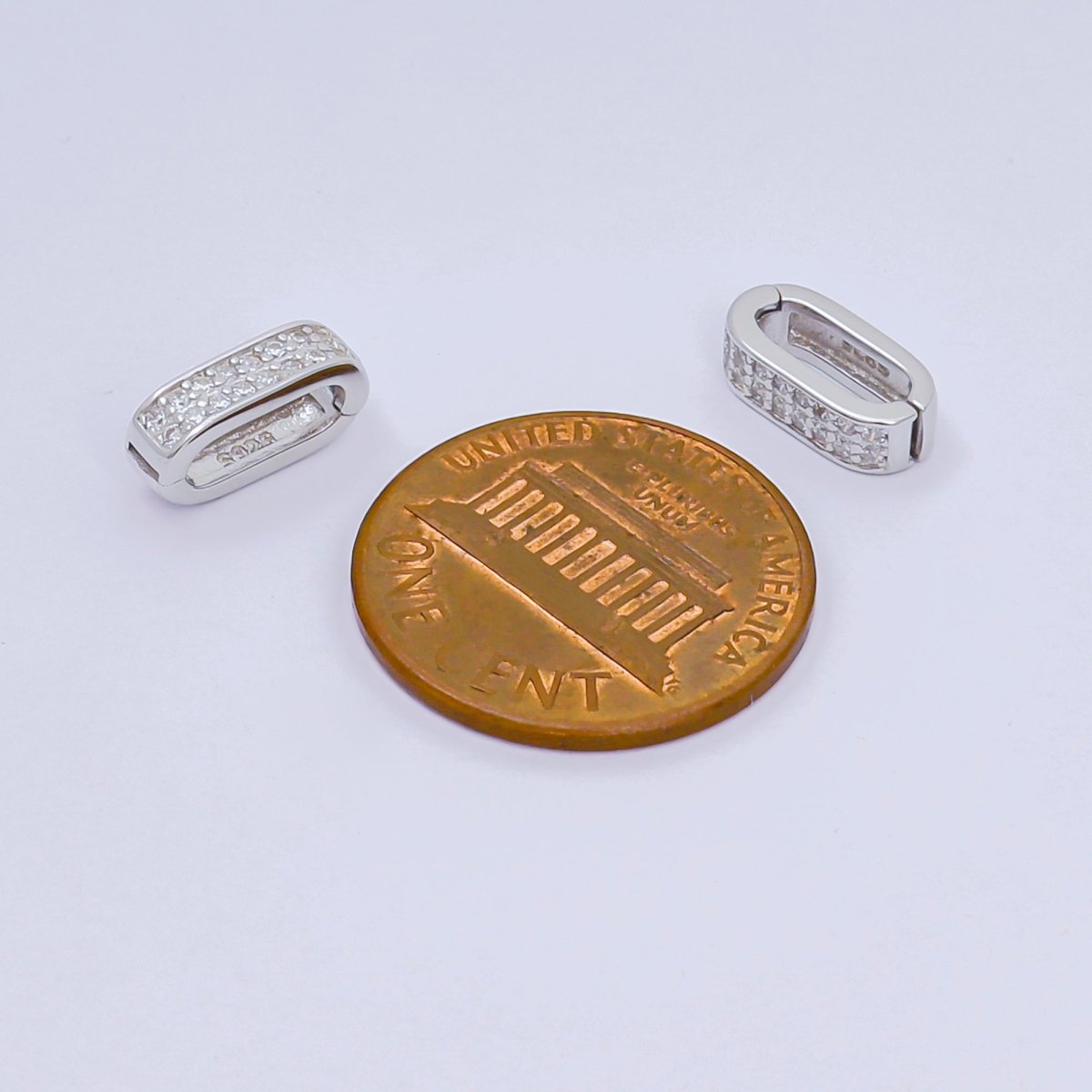S925 Sterling Silver Micro Paved CZ Snap Clasp Closure Finding Supply | SL-673