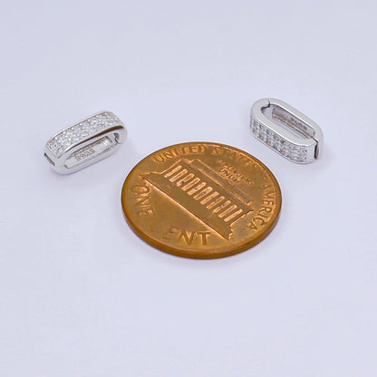 S925 Sterling Silver Micro Paved CZ Snap Clasp Closure Finding Supply | SL-673