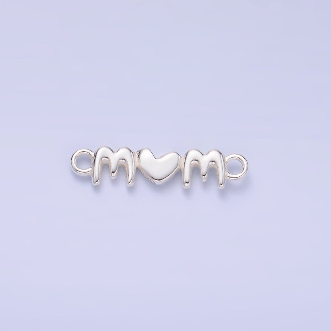 S925 Sterling Silver Mini "Mom" Word Charm Connector | SL-636