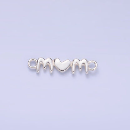 S925 Sterling Silver Mini "Mom" Word Charm Connector | SL-636
