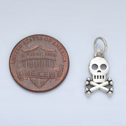 S925 Sterling Silver Skull Skeleton Oxidized Silver Charm | SL-503