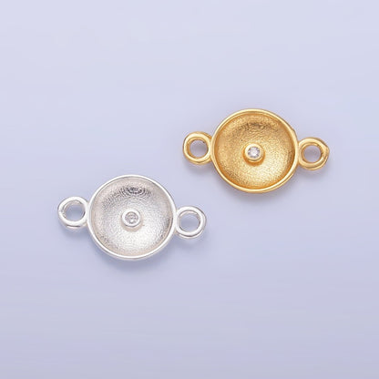 S925 Sterling Silver Minimalist CZ Round Charm Connector in Gold &amp; Silver | SL-627