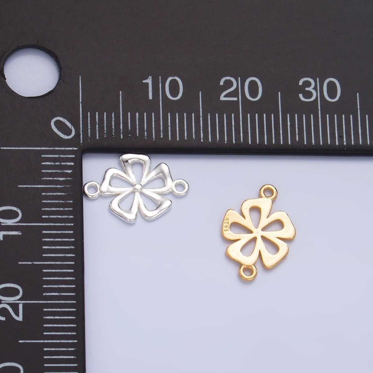 S925 Sterling Silver Minimalist Flower Connector in Gold &amp; Silver | SL-520