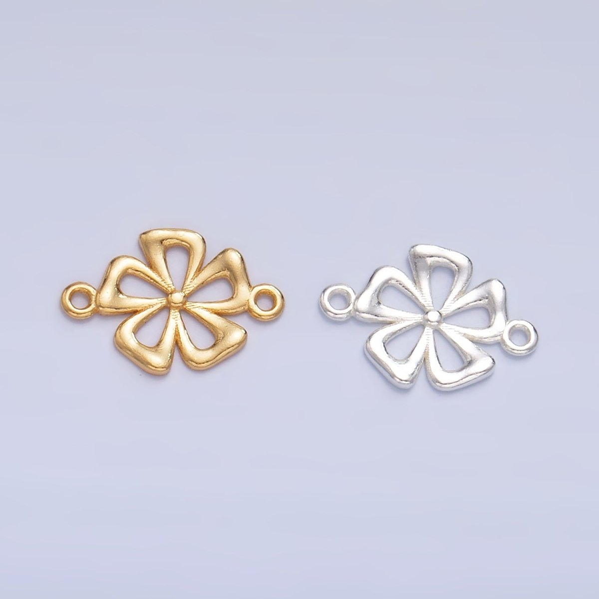 S925 Sterling Silver Minimalist Flower Connector in Gold &amp; Silver | SL-520