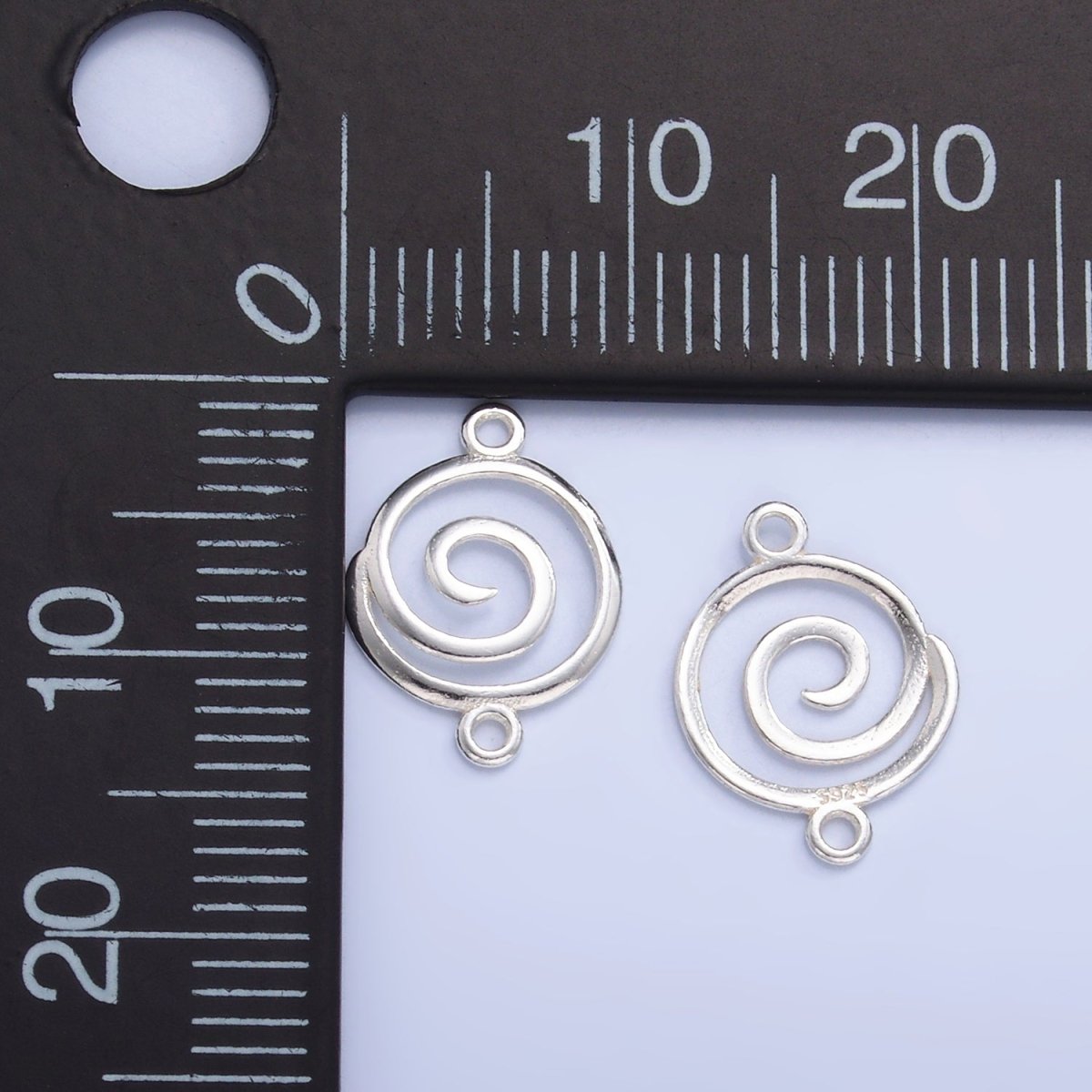S925 Sterling Silver Minimalist Spiral Charm Connector in Gold &amp; Silver | SL-593