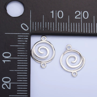 S925 Sterling Silver Minimalist Spiral Charm Connector in Gold &amp; Silver | SL-593