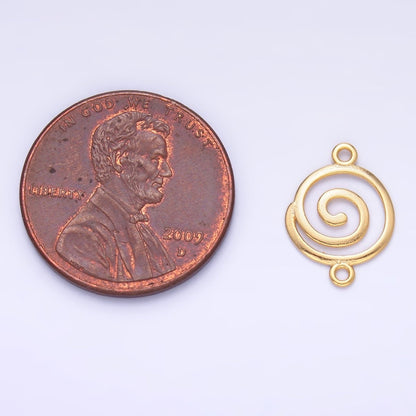 S925 Sterling Silver Minimalist Spiral Charm Connector in Gold &amp; Silver | SL-593