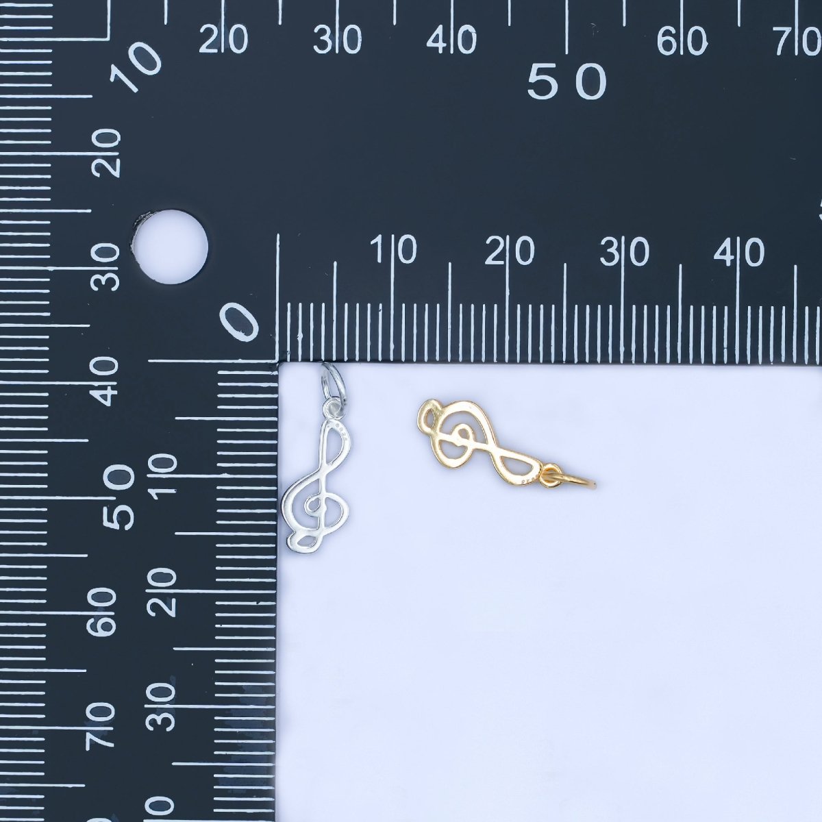 S925 Sterling Silver Musical Note Treble Clef Charm in Gold &amp; Silver | SL-646