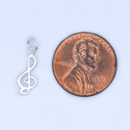 S925 Sterling Silver Musical Note Treble Clef Charm in Gold &amp; Silver | SL-646