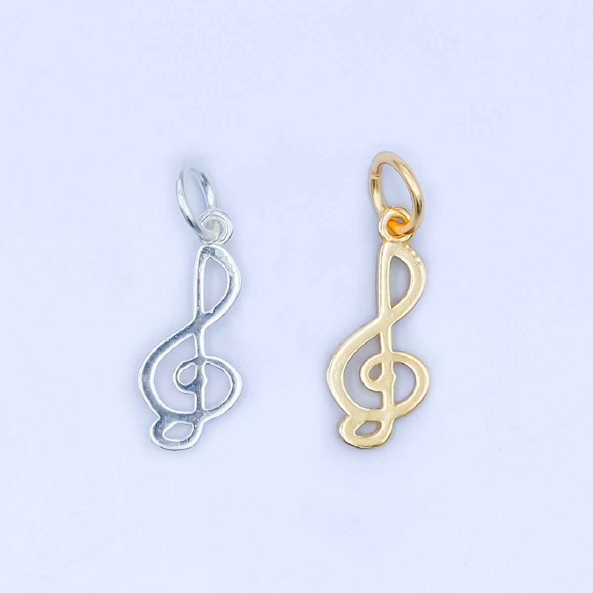 S925 Sterling Silver Musical Note Treble Clef Charm in Gold &amp; Silver | SL-646
