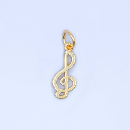 S925 Sterling Silver Musical Note Treble Clef Charm in Gold &amp; Silver | SL-646