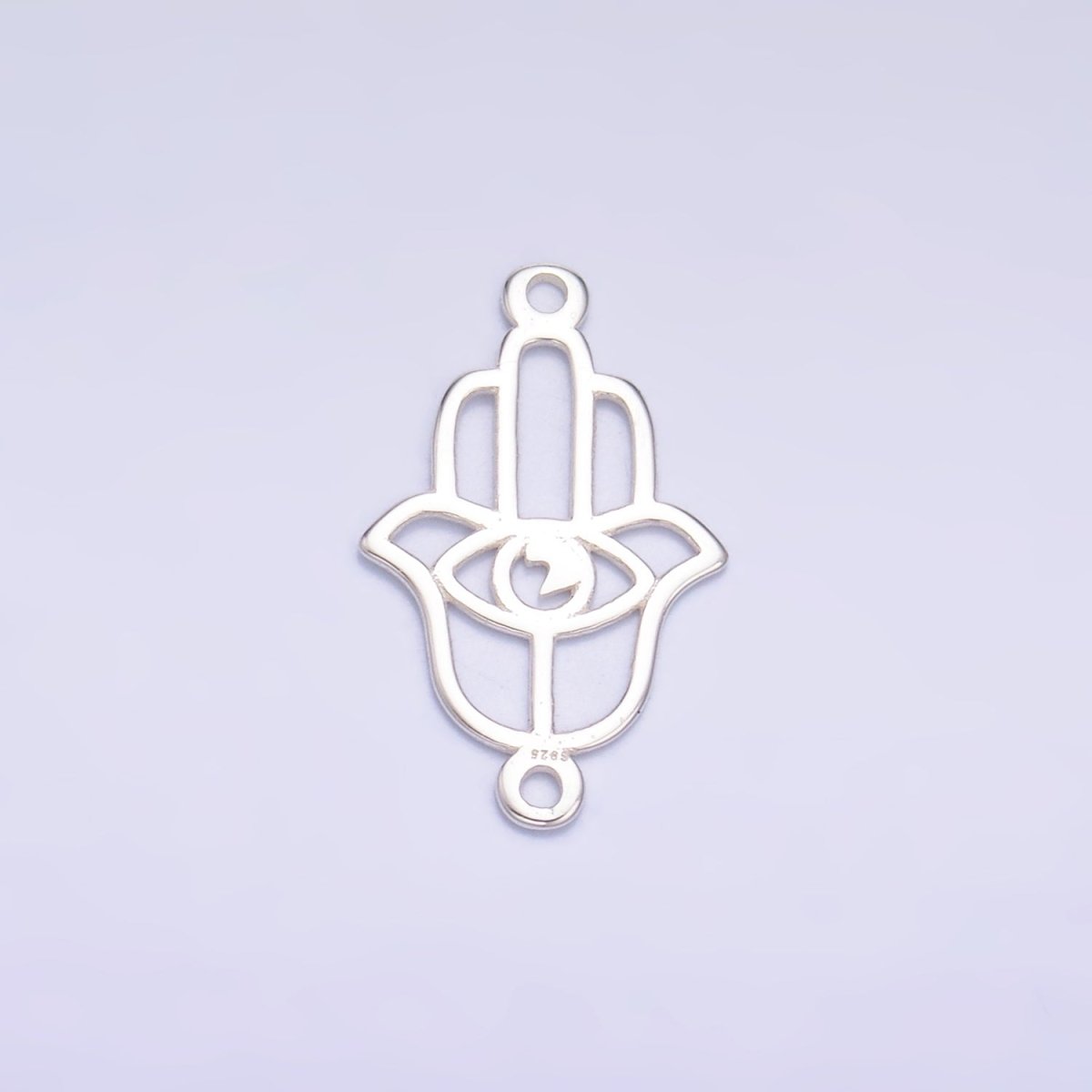 S925 Sterling Silver 9mm Open Evil Eye Hamsa Hand Connector in Gold &amp; Silver | SL-620
