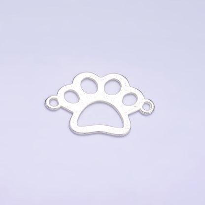 S925 Sterling Silver 10mm Open Pet Paw Print Connector in Gold &amp; Silver | SL-616