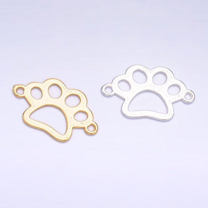 S925 Sterling Silver 10mm Open Pet Paw Print Connector in Gold &amp; Silver | SL-616