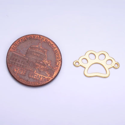 S925 Sterling Silver 10mm Open Pet Paw Print Connector in Gold &amp; Silver | SL-616
