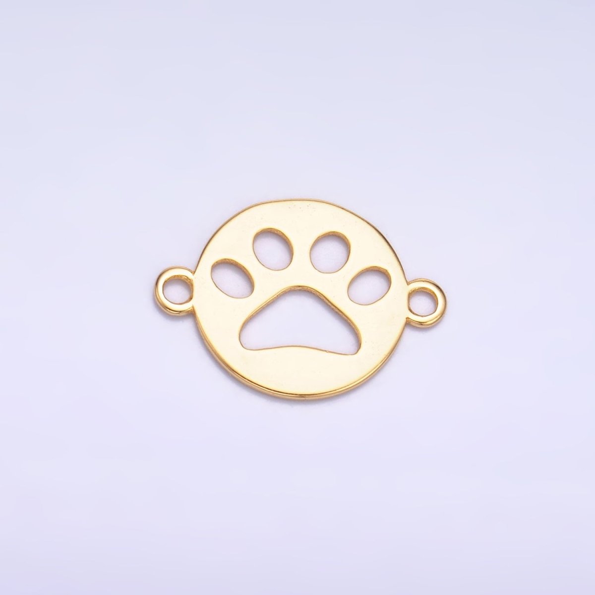 S925 Sterling Silver 10mm Open Pet Paw Print Round Connector in Gold &amp; Silver | SL-617