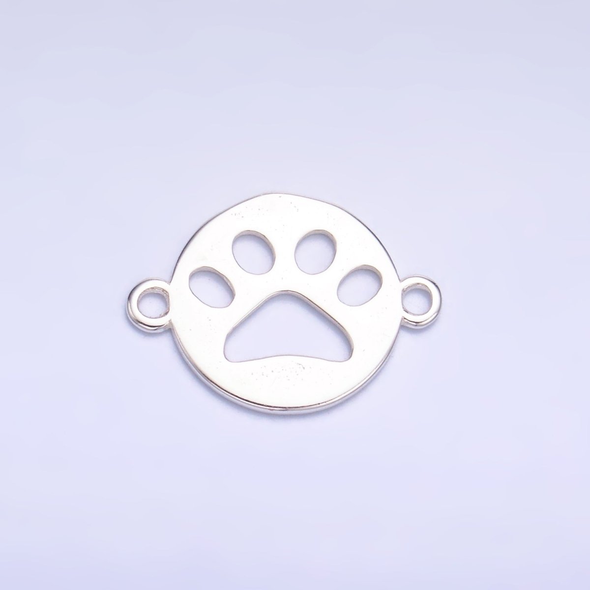 S925 Sterling Silver 10mm Open Pet Paw Print Round Connector in Gold &amp; Silver | SL-617
