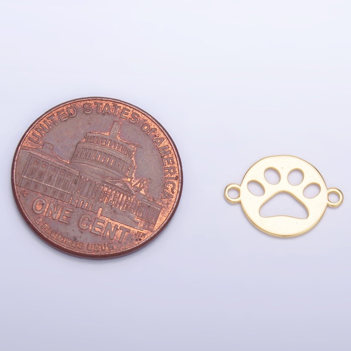 S925 Sterling Silver 10mm Open Pet Paw Print Round Connector in Gold &amp; Silver | SL-617