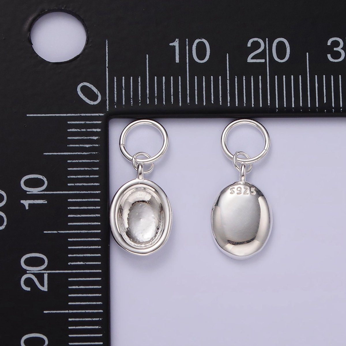 S925 Sterling Silver Oval Dome Minimalist Charm | SL-420
