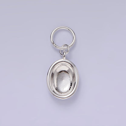 S925 Sterling Silver Oval Dome Minimalist Charm | SL-420