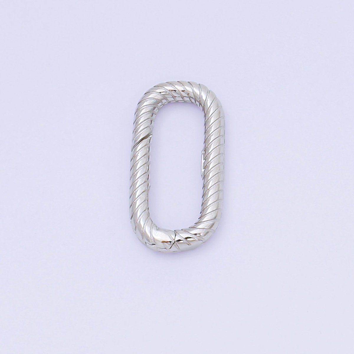 S925 Sterling Silver Oval Textured Push Gate Clasps Rope Charm Holder  | SL-672