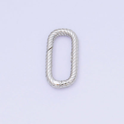 S925 Sterling Silver Oval Textured Push Gate Clasps Rope Charm Holder  | SL-672