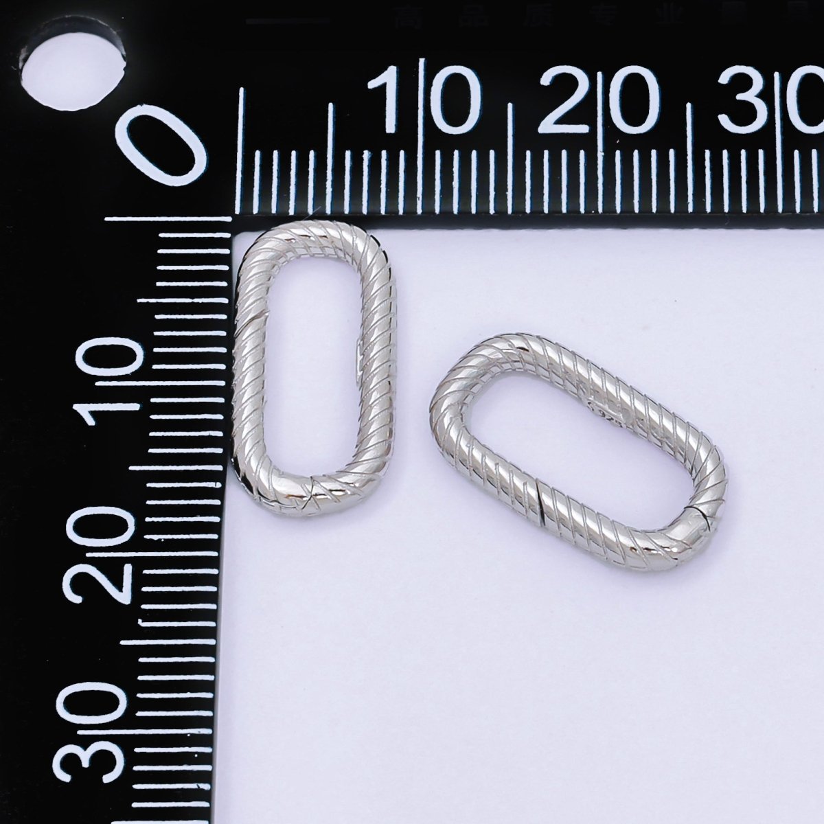 S925 Sterling Silver Oval Textured Push Gate Clasps Rope Charm Holder  | SL-672