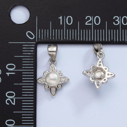 S925 Sterling Silver Pearl Micro Paved CZ Celestial Star Pendant | SL-444