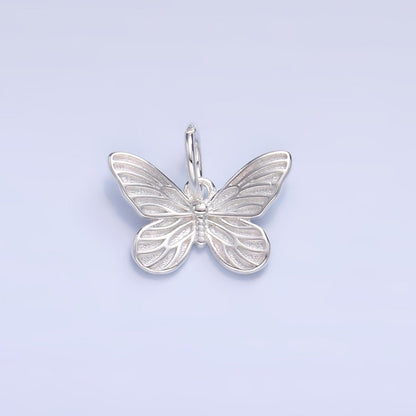 S925 Sterling Silver Pink Enamel, Minimalist Butterfly Insect Charm | SL-515 SL-516