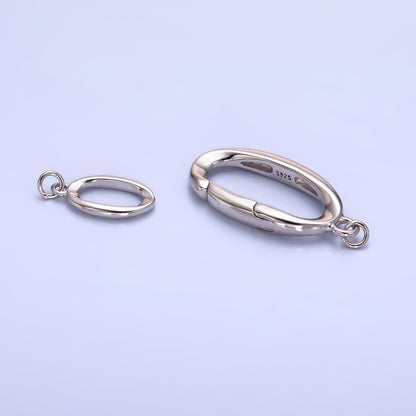 S925 Sterling Silver Push Gate Oblong Finding Set | SL-546