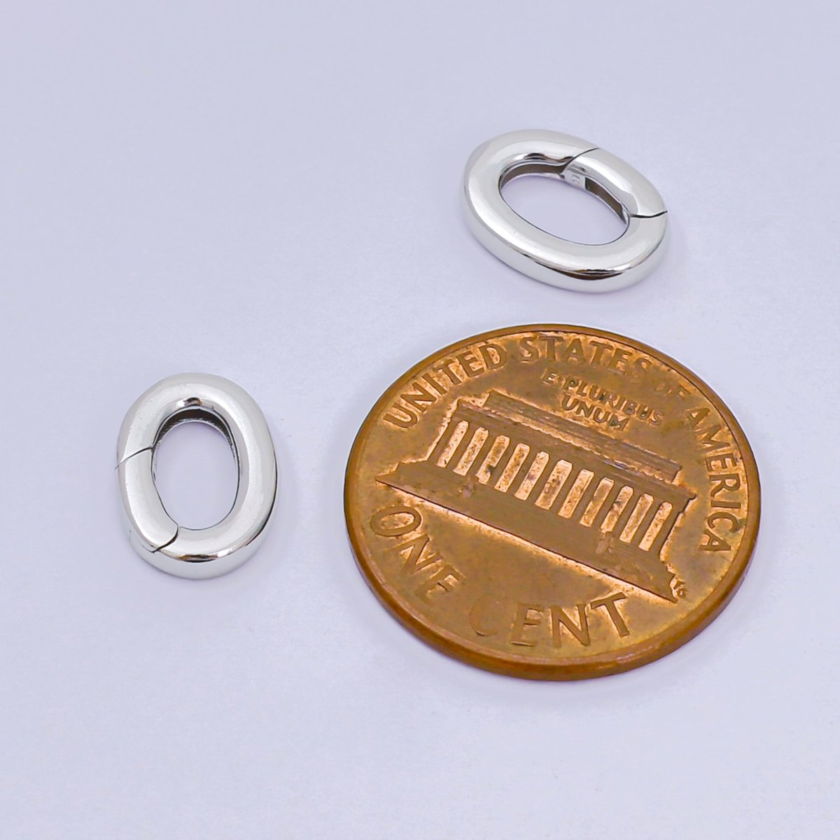 S925 Sterling Silver Push Gate Oval Clasp Charm Holder Supply | SL-674