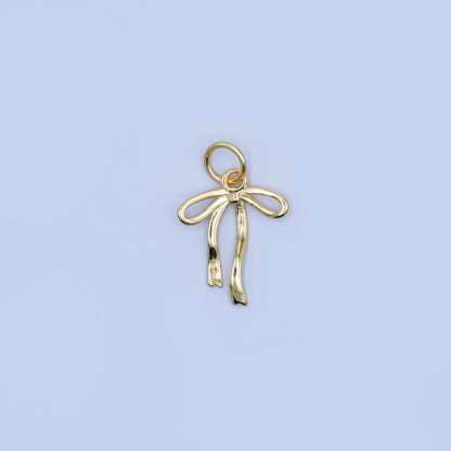 S925 Sterling Silver Ribbon Bow Charm in Gold &amp; Silver | SL-643