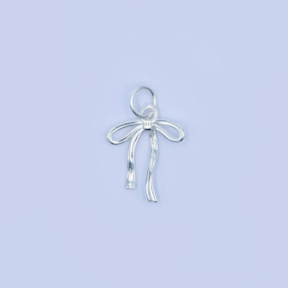 S925 Sterling Silver Ribbon Bow Charm in Gold &amp; Silver | SL-643