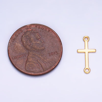 S925 Sterling Silver Sideway Cross Minimalist Connector in Gold &amp; Silver | SL-589