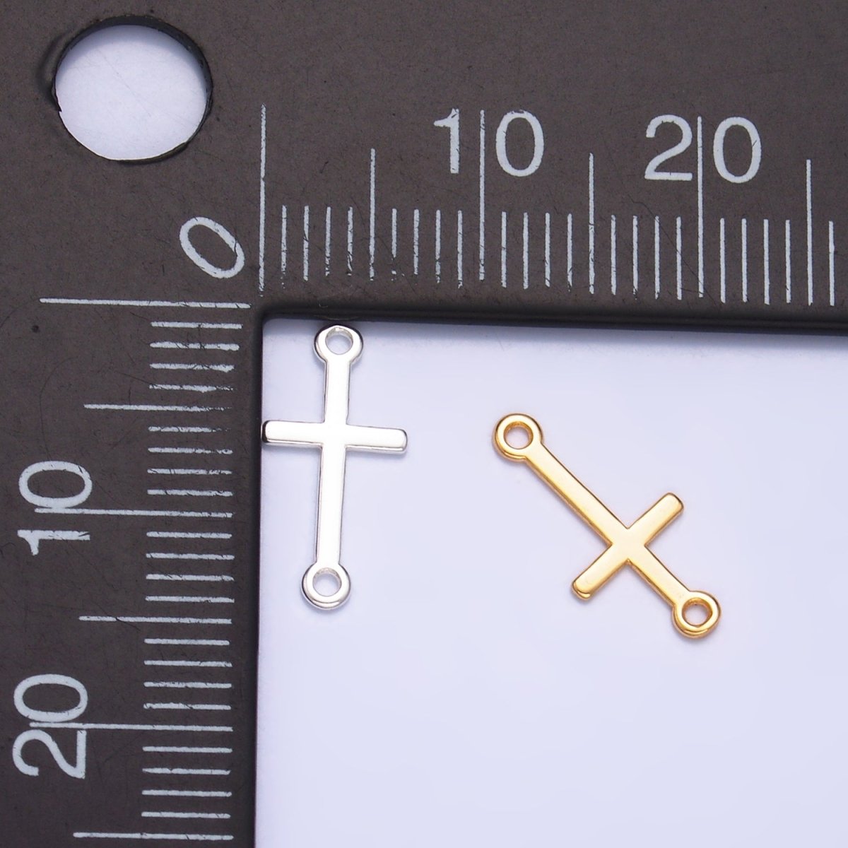 S925 Sterling Silver Sideway Cross Minimalist Connector in Gold &amp; Silver | SL-589