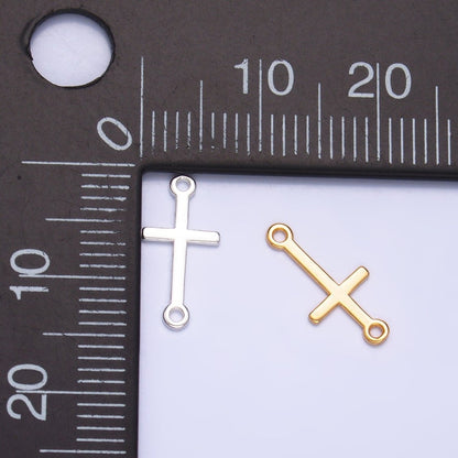 S925 Sterling Silver Sideway Cross Minimalist Connector in Gold &amp; Silver | SL-589