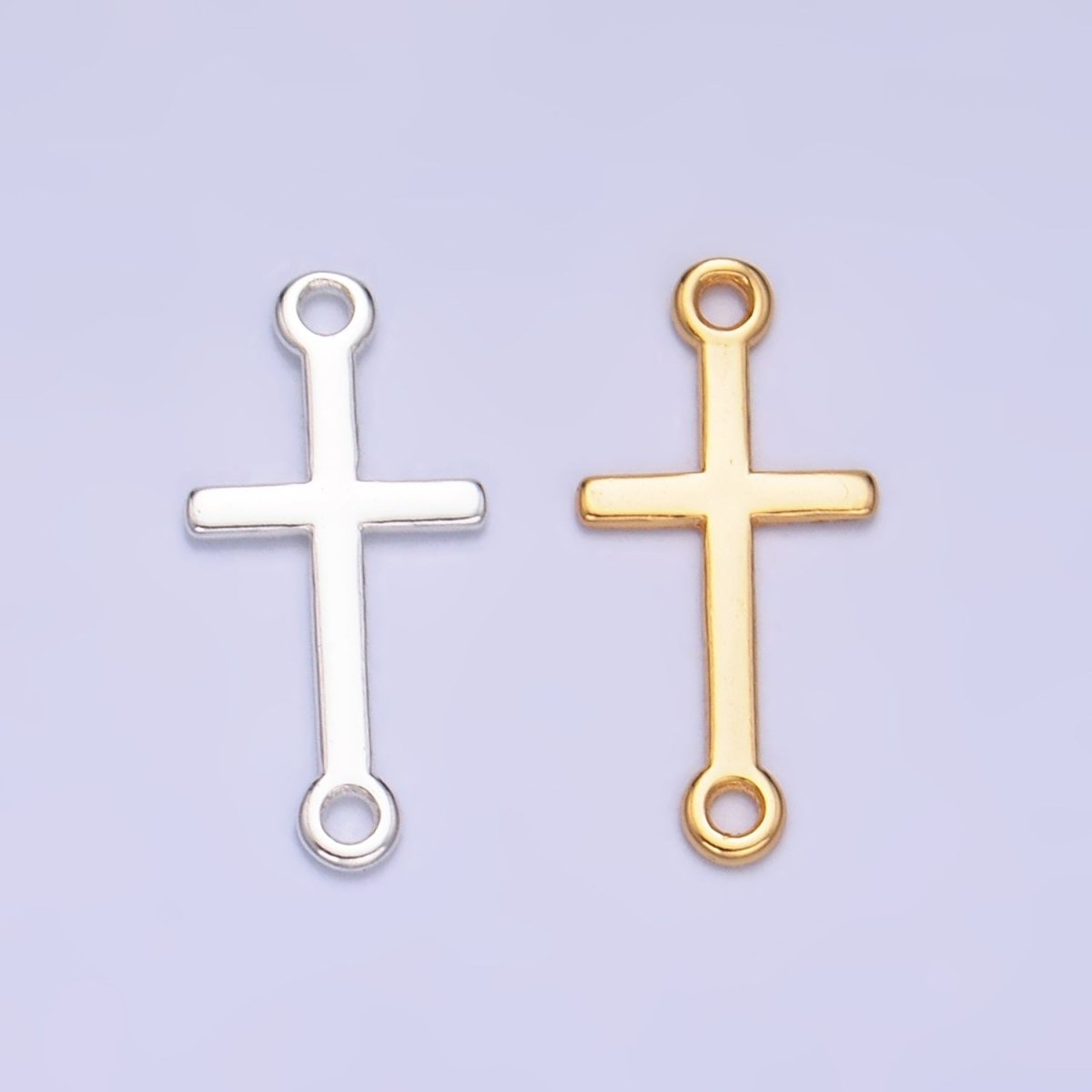 S925 Sterling Silver Sideway Cross Minimalist Connector in Gold &amp; Silver | SL-589