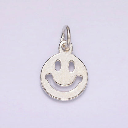 S925 Sterling Silver Smiley Face Open Round Charm | SL-418