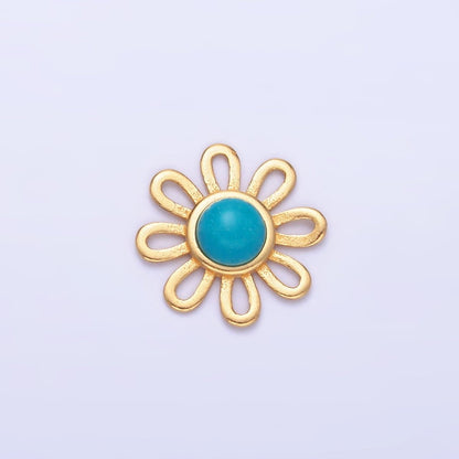 S925 Sterling Silver Turquoise Sunflower Connector in Gold &amp; Silver | SL-628