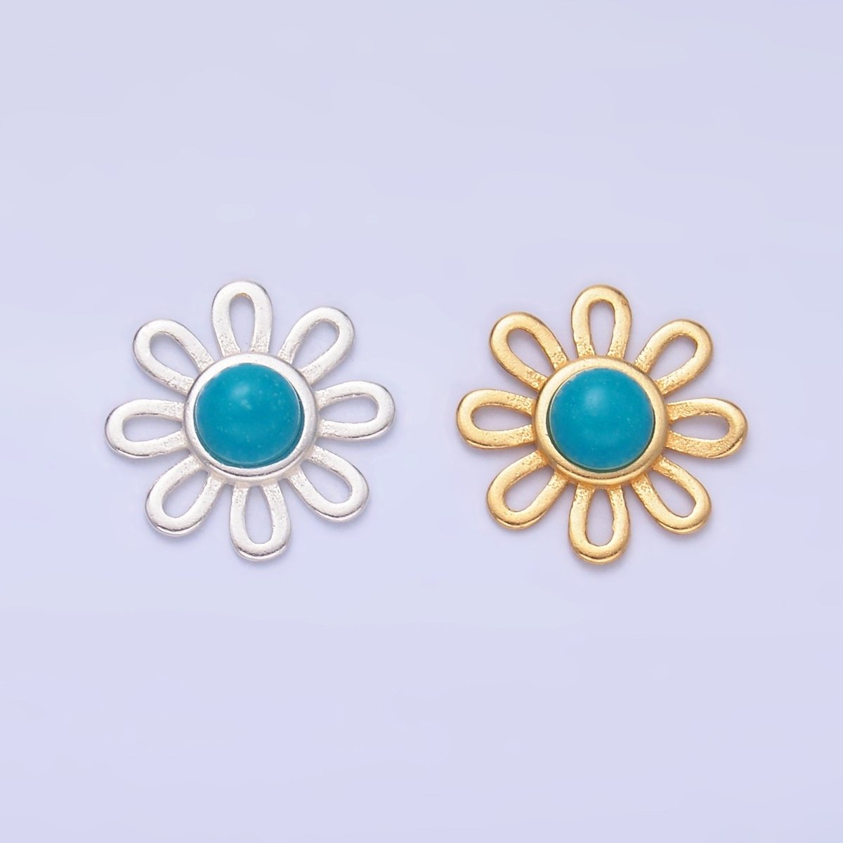 S925 Sterling Silver Turquoise Sunflower Connector in Gold &amp; Silver | SL-628