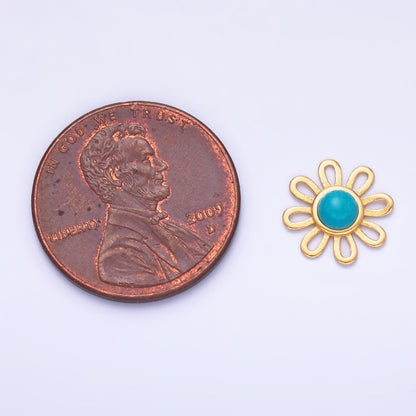 S925 Sterling Silver Turquoise Sunflower Connector in Gold &amp; Silver | SL-628