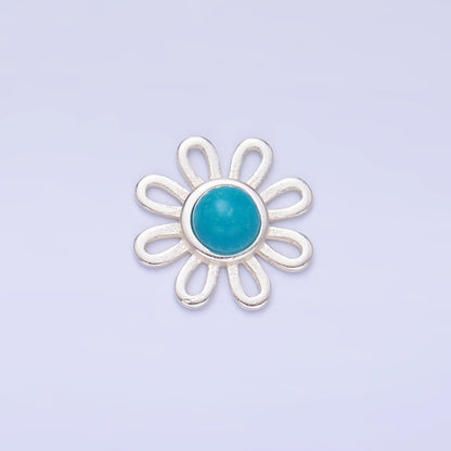 S925 Sterling Silver Turquoise Sunflower Connector in Gold &amp; Silver | SL-628